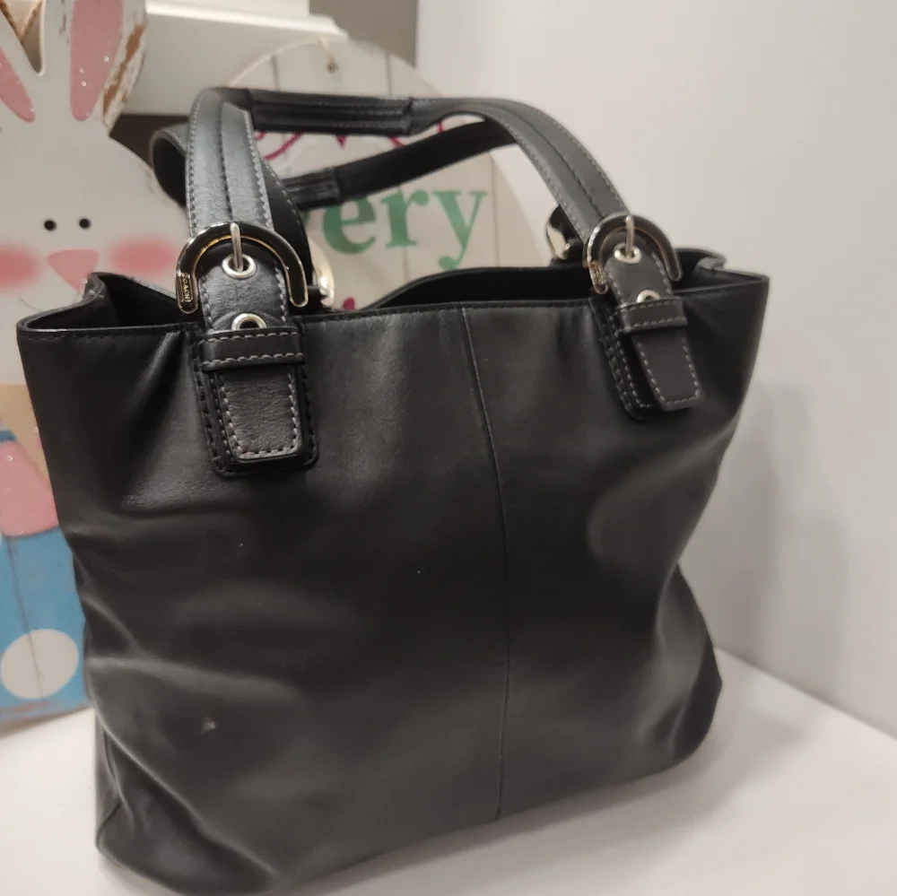 🖤 Vintage EUC Coach Soho Leather North South Smooth Leather Tote Bag, Black - Picture 6 of 16